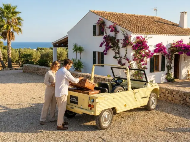 Mehari eléctrico entregado en villa de lujo en Ibiza — Retro Rides